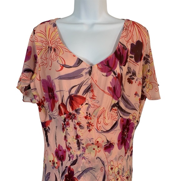 LOLA P Vintage Floral Ruffle Maxi Dress Sz L - Picture 6 of 11